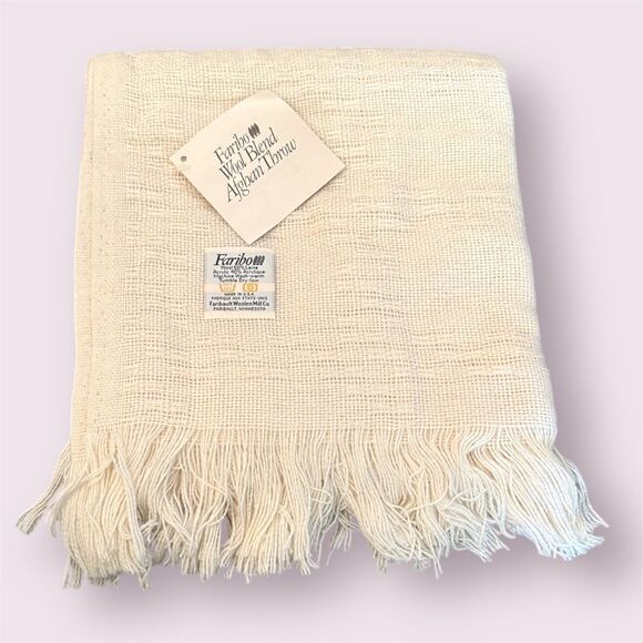 FARIBO Vintage 80s/90s Wool Blend Afghan Throw Blanket *NEW* - Picture 1 of 7